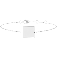 Edenly Yours - Bracelet médaille carrée à graver - or blanc 9 carats