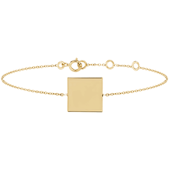 Edenly Yours - Bracelet médaille carrée à graver - or jaune 9 carats