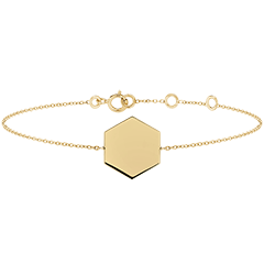 Edenly Yours - Bracelet médaille hexagone à graver - or jaune 18 carats