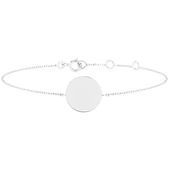 Edenly Yours - Bracelet médaille ronde à graver - or blanc 18 carats
