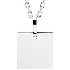 Edenly Yours - Médaille carrée à graver - or blanc 18 carats