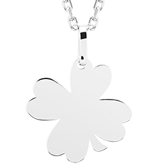 Edenly Yours - Médaille trèfle à graver - or blanc 9 carats