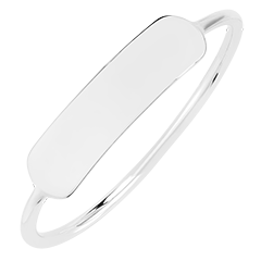 Edenly Yours - Bague médaillon rectangle à graver - or blanc 9 carats
