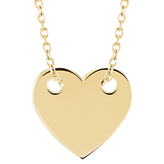 Edenly Yours - Collier bouton cœur à graver - or jaune 18 carats