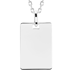 Edenly Yours - Rechthoek medaille om te graveren - witgoud 9 karaat