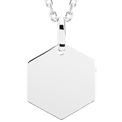 Edenly Yours - Medalion hexagonal de gravat - aur alb de 9 carate