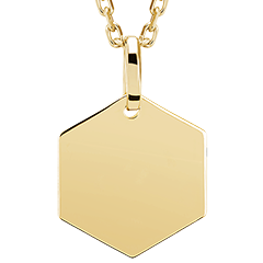 Edenly Yours - Medalion hexagonal de gravat - aur galben de 9 carate