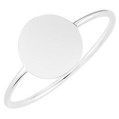 Edenly Yours - Ronde medaillonring om te graveren - witgoud 18 karaat