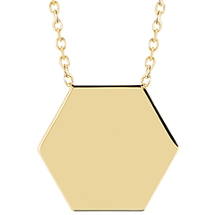 Edenly Yours - Halskette mit sechseckigem Anhänger zum Gravieren - Gelbgold, 18 Karat