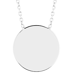 Edenly Yours - Colier cu medalion rotund de gravat - aur alb de 18 carate 