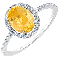 Ring Eeuwige Edelweiss - Anaé - 9 karaat witgoud - Citrien en diamanten