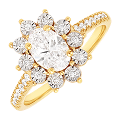 Eeuwige Edelweiss Ring - Daisy Chic - geelgoud 750/1000 en synthetische diamanten
