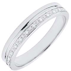 Elegance Wedding ring - White Gold and Diamonds - 9 carats