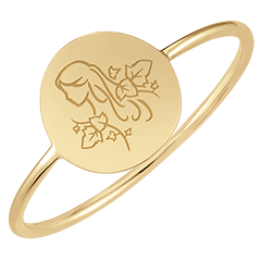 Engraved round medallion ring - Virgo - 9K yellow gold - Zodiac Yours Collection - Edenly Yours