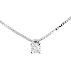 Collier solitaire or blanc 9 carats - diamant 0.07 carat - 42cm