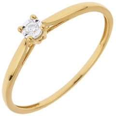 Bague Solitaire Roseau Essentiel - 0.03 carat - or jaune 9 carats