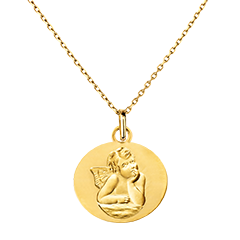 Medaglia con Angelo - Essenziale - 13mm - oro giallo 9 carati