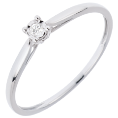 Anello Solitario Ramoscello Essenziale - 0.03 carati - Oro bianco 9 carati