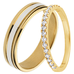 Esther & Bettina Trauring-Duo – Weiß- und Gelbgold & Gelbgold mit Diamanten – 18-karätig