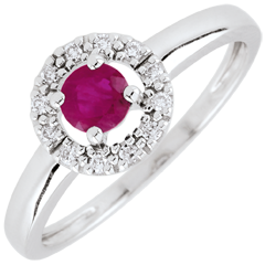 Bague Clévia - rubis - or blanc 9 carats
