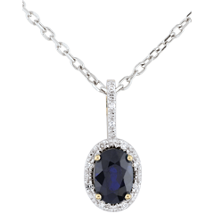 Pendentif Apolline - saphirs - or blanc et or jaune 9 carats