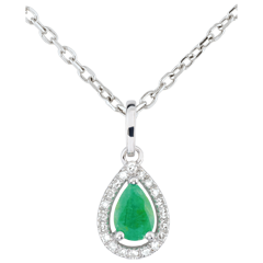 Pendentif Poire d'Inde - émeraude - or blanc 9 carats