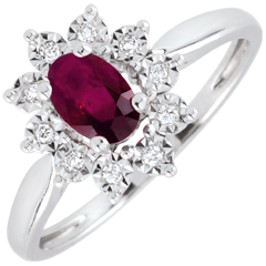 Ring Eternel Edelweiss – Rubin und Diamanten - 9 Karat Weißgold