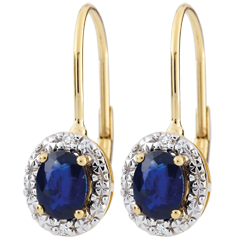 Boucles d'oreilles Apolline - saphirs - or blanc et or jaune 9 carats