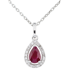 Pendentif Poire d'Inde - rubis - or blanc 9 carats