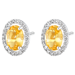 Boucles d'oreilles Eternel Edelweiss - Anaé - or blanc 18 carats - Citrine et diamants