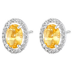 Boucles d'oreilles Eternel Edelweiss - Anaé - or blanc 9 carats - Citrine et diamants
