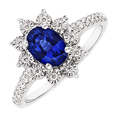 Inel Etern Edelweiss - Daisy Chic - Aur Alb de 750/1000 - Safir și Diamant