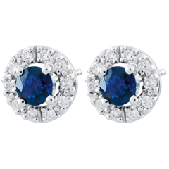 Cercei Clévia - safir - aur alb de 18K