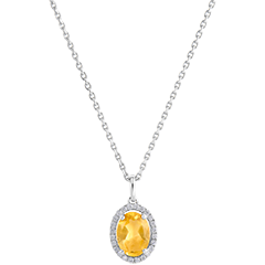 Anhänger Eternel Edelweiss - Anaé - 9 Karat Weißgold -Citrin und Diamanten