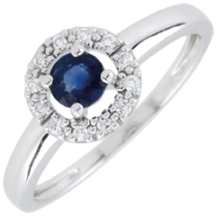 Anello Clévia - Oro bianco - 9 carati - 12 Diamanti -Zaffiri