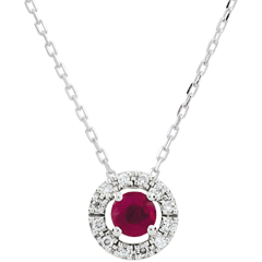 Collana Clevia - Oro bianco - 18 carati -12 Diamanti - Rubino