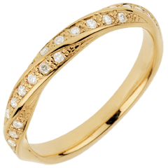 Fede nuziale - Treccia preziosa - Oro giallo - 18 carati - 20 Diamanti - 0.10 carati