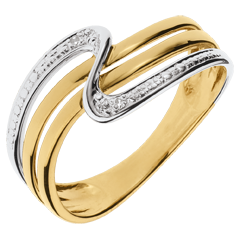 Anello Silenzio - Oro giallo e Oro bianco - 18 carati - 2 Diamanti
