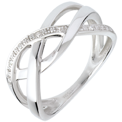 Anello Spiraglio - Oro bianco - 18 carati - Diamanti