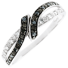 Anello Chiaroscuro - Incontro - Oro bianco - 9 carati -Diamanti bianchi e neri