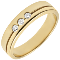 Fede Olympia Trilogy - modello medio - Oro giallo - 18 carati - 3 Diamanti