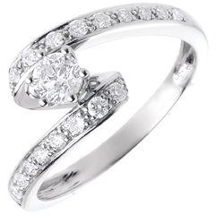 Bague de Fiançailles Solitaire Destinée - Nefertiti - or blanc 18 carats - diamant 0.27 carat