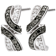 Boucles d'oreilles Clair Obscur - Rendez-vous - diamants noirs - or blanc 9 carats