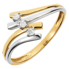 Bague trilogie Nid Précieux - Firmament - diamant 0.05 carat - or blanc et or jaune 18 carats
