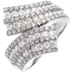 Bague Féérie - Écharpe pavée - 1.1 carats - 108 diamants - or blanc 18 carats