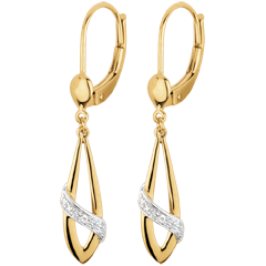 Poetic earrings - two golds - diamonds