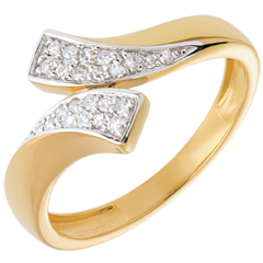 Bague Ruban pavée - 24 diamants - or blanc et or jaune 18 carats