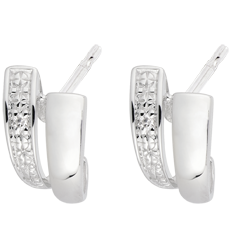 Boucles d'oreilles sagesse or blanc 18 carats diamants