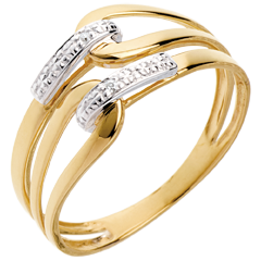 Bague agraphe or jaune 18 carats pavée