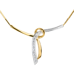 Collier Liane pavée - 3 diamants - or blanc et or jaune 18 carats